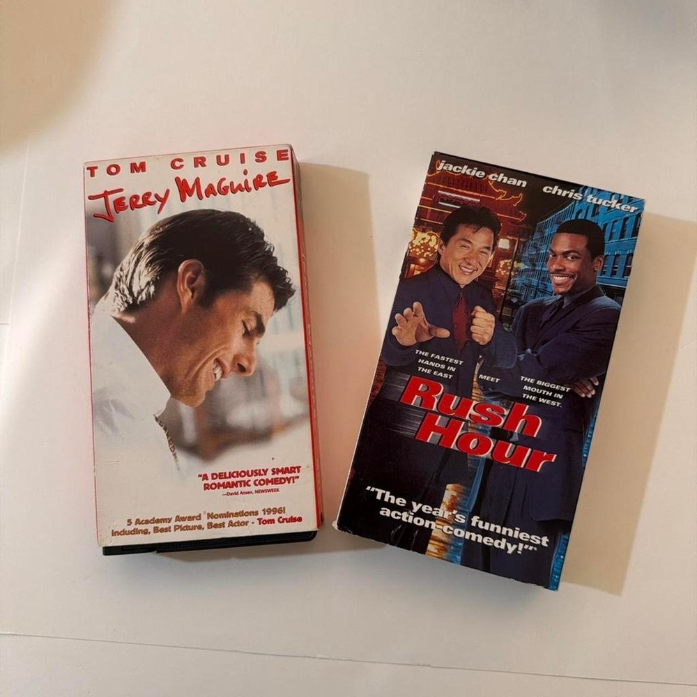 Y2K‎ retro Sports Comedy 1990 VHS Rush Hour , 1998 & Jerry Maguire VHS Tape